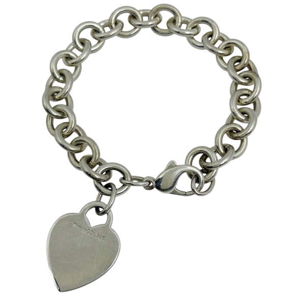 Tiffany & Co. Heart Tag Chain Bracelet 925 Sterling Silver Women's